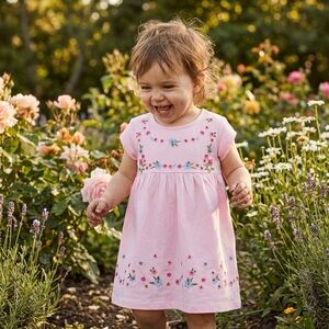 Charming Pink Floral Kids Dress
